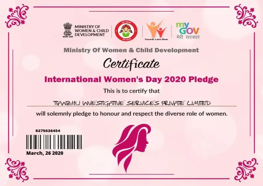 Certificate International Women's Day 21020 Pledge.