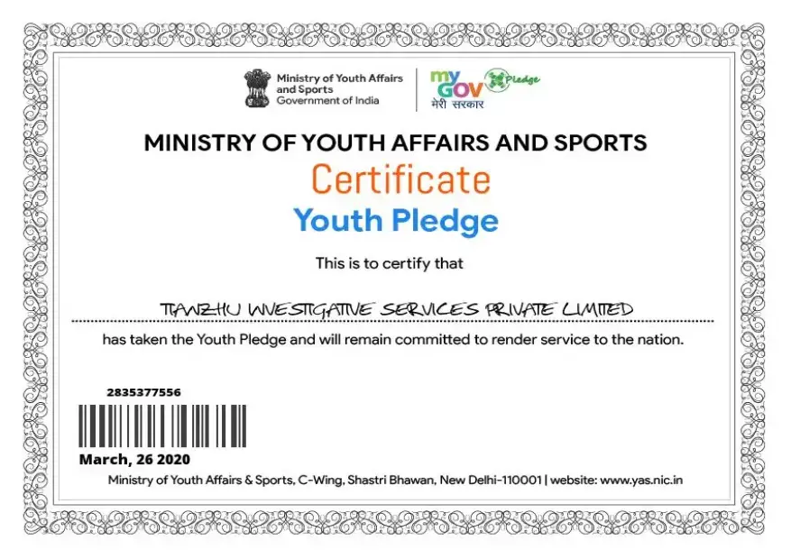 Certificate Youth Pledge