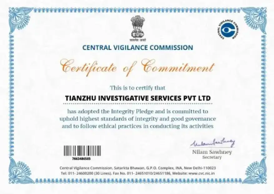 Certificate of Commitment Central vigilance commission